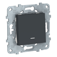 Выключатель одноклавишный с подсветкой Schneider Electric Unica New Pure Антрацит (в сборе) 