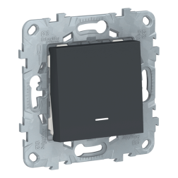 Выключатель одноклавишный с подсветкой Schneider Electric Unica New Studio Антрацит (в сборе) 