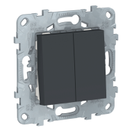 Выключатель двухклавишный Schneider Electric Unica New Pure Антрацит (в сборе) 