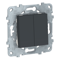 Выключатель двухклавишный Schneider Electric Unica New Studio Антрацит (в сборе) 
