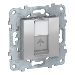 Розетка компьютерная 1xRJ45 UTP 5e категории Schneider Electric Unica New Studio Алюминий (в сборе) 