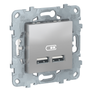 Розетка USB для зарядки устройств Schneider Electric Unica New Pure Алюминий (в сборе) 