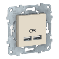 Розетка USB для зарядки устройств Schneider Electric Unica New Pure Бежевый (в сборе) 