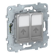 Розетка компьютерная двойная 2xRJ45 UTP 5e категории Schneider Electric Unica New Pure Алюминий (в сборе) 