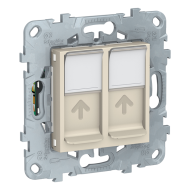 Розетка компьютерная двойная 2xRJ45 UTP 5e категории Schneider Electric Unica New Studio Бежевый (в сборе) 