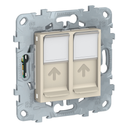Розетка компьютерная двойная 2xRJ45 UTP 6 категории Schneider Electric Unica New Studio Бежевый (в сборе) 