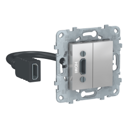 Розетка HDMI Schneider Electric Unica New Studio Алюминий (в сборе) 