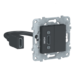 Розетка HDMI Schneider Electric Unica New Studio Антрацит (в сборе) 