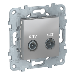 Розетка TV / SAT проходная Schneider Electric Unica New Studio Алюминий (в сборе) 