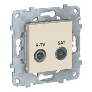 Розетка TV / SAT проходная Schneider Electric Unica New Pure Бежевый (в сборе) 