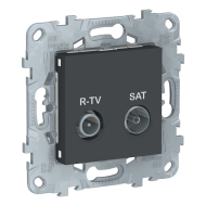 Розетка TV / SAT проходная Schneider Electric Unica New Pure Антрацит (в сборе) 