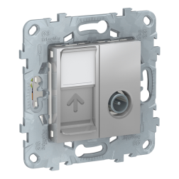 Розетка TV / RJ45 UTP 6e Schneider Electric Unica New Studio Алюминий (в сборе) 
