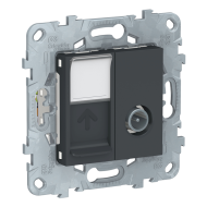 Розетка TV / RJ45 UTP 6e Schneider Electric Unica New Studio Антрацит (в сборе) 