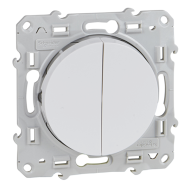 Выключатель двухклавишный Schneider Electric Odace Белый (в сборе) 