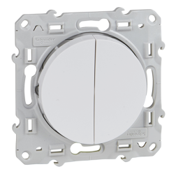 Выключатель двухклавишный Schneider Electric Odace Белый (в сборе) 