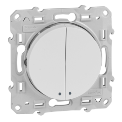 Выключатель двухклавишный с подсветкой Schneider Electric Odace Белый (в сборе) 