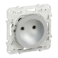 Розетка без заземления Schneider Electric Odace Алюминий (в сборе) 
