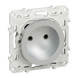 Розетка без заземления Schneider Electric Odace Алюминий (в сборе) 