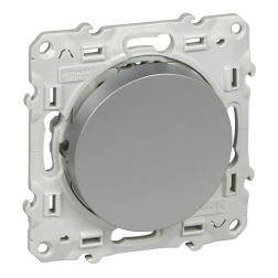 Переключатель одноклавишный (проходной) Schneider Electric Odace Алюминий (в сборе) 
