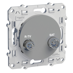 Розетка TV / SAT оконечная Schneider Electric Odace Алюминий (в сборе) 