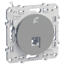 Розетка телефонная 1xRJ11 Schneider Electric Odace Алюминий (в сборе) 