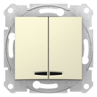 Выключатель двухклавишный с подсветкой Schneider Electric Sedna Бежевый (в сборе) 