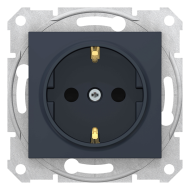 Розетка с заземлением, винтовые клеммы Schneider Electric Sedna Графит (в сборе) 