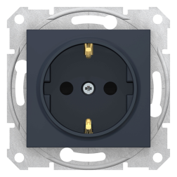 Розетка с заземлением, винтовые клеммы Schneider Electric Sedna Графит (в сборе) 