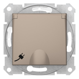 Розетка IP44 с заземлением и с крышкой Schneider Electric Sedna Титан (в сборе) 