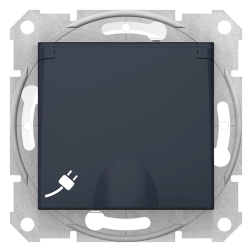 Розетка IP44 с заземлением и с крышкой Schneider Electric Sedna Графит (в сборе) 