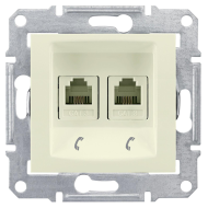 Розетка телефонная двойная 2xRJ11 Schneider Electric Sedna Бежевый (в сборе) 