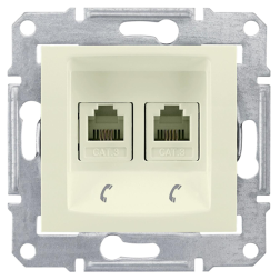 Розетка телефонная двойная 2xRJ11 Schneider Electric Sedna Бежевый (в сборе) 