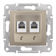 Розетка телефонная двойная 2xRJ11 Schneider Electric Sedna Титан (в сборе) 