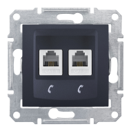 Розетка телефонная двойная 2xRJ11 Schneider Electric Sedna Графит (в сборе) 