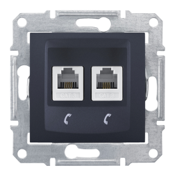 Розетка телефонная двойная 2xRJ11 Schneider Electric Sedna Графит (в сборе) 