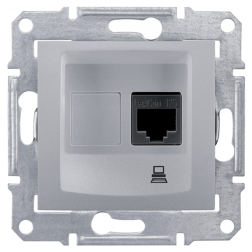 Розетка компьютерная 1xRJ45 UTP 5e категории Schneider Electric Sedna Алюминий (в сборе) 