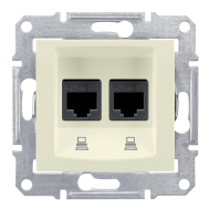 Розетка компьютерная двойная 2xRJ45 UTP 5e категории Schneider Electric Sedna Бежевый (в сборе) 