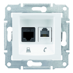 Розетка телефон компьютер RJ11 / RJ45 UTP 5e категории Schneider Electric Sedna Белый (в сборе) 