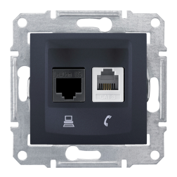Розетка телефон компьютер RJ11 / RJ45 UTP 5e категории Schneider Electric Sedna Графит (в сборе) 