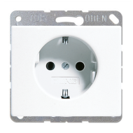 Розетка с заземлением и со шторками, самозажимные клеммы Jung SL500 Белый (в сборе) 