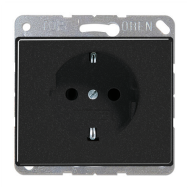 Розетка с заземлением, самозажимные клеммы Jung SL500 Черный (в сборе) 