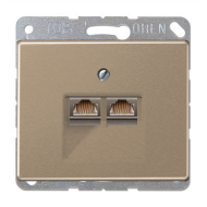 Розетка телефонная двойная 2xRJ11 Jung SL500 Золото-бронза (в сборе) 