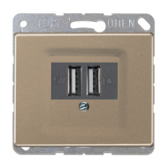 Розетка USB для зарядки устройств Jung SL500 Золото-бронза (в сборе) 