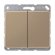 Выключатель двухклавишный Jung SL500 Золото-бронза (в сборе) 