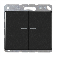Выключатель двухклавишный с подсветкой Jung SL500 Черный (в сборе) 