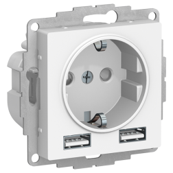 Розетка силовая с USB зарядкой Schneider Electric AtlasDesign Nature Белый (в сборе) 