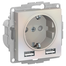 Розетка силовая с USB зарядкой Schneider Electric AtlasDesign Nature Жемчуг (в сборе) 