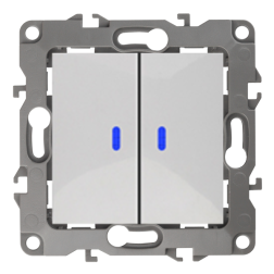 Выключатель двухклавишный с подсветкой Эра 12N Белый (в сборе) 