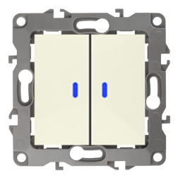 Выключатель двухклавишный с подсветкой Эра 12N Слоновая кость (в сборе) 
