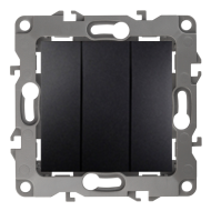Выключатель трехклавишный Эра 12N Антрацит (в сборе) 